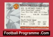 Manchester United v Olympiakos Piraeus 2001 – Match Ticket