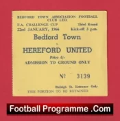 Bedford Town v Hereford United 1966 – Football Match Ticket