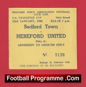 Bedford Town v Hereford United 1966 – Football Match Ticket