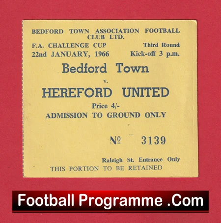 Bedford Town v Hereford United 1966 - Football Match Ticket - Image 2