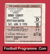 West Ham United v Derby County 1975 – FA Charity Shield Match Ticket