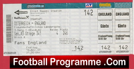 Austria v England 2007 - Football Ticket - Image 2