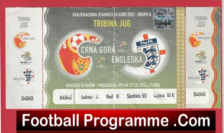 Montenegro v England 2011 - Football Ticket - Image 2