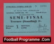 Tottenham Hotspur v Burnley 1961 – FA Cup Semi Final Match Ticket Villa