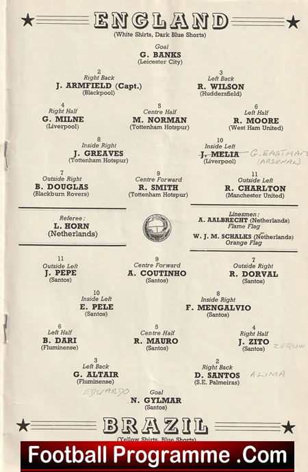 England v Brazil 1963 + Bobby Charlton - Image 4