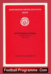 Manchester United Sportsmans Dinner Menu 1981 + Bobby Charlton – Tom Finney