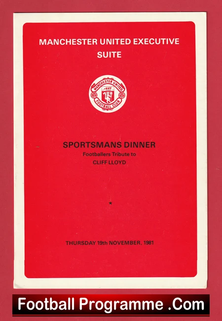 Manchester United Sportsmans Dinner Menu 1981 + Bobby Charlton - Tom Finney - Image 2