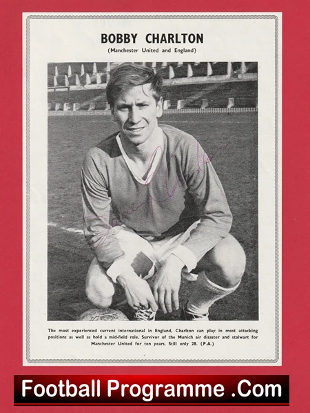 Manchester United Bobby Charlton Autograph Signed Picture Man Utd 1960s - Image 2