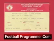 Manchester United v Liverpool 1990 – League Cup Football Ticket