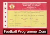 Manchester United v Bolton Wanderers 1991 – FA Cup Ticket