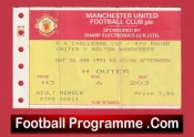 Manchester United v Bolton Wanderers 1991 – FA Cup Ticket