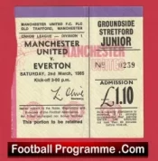 Manchester United v Everton 1985 – Football Match Ticket