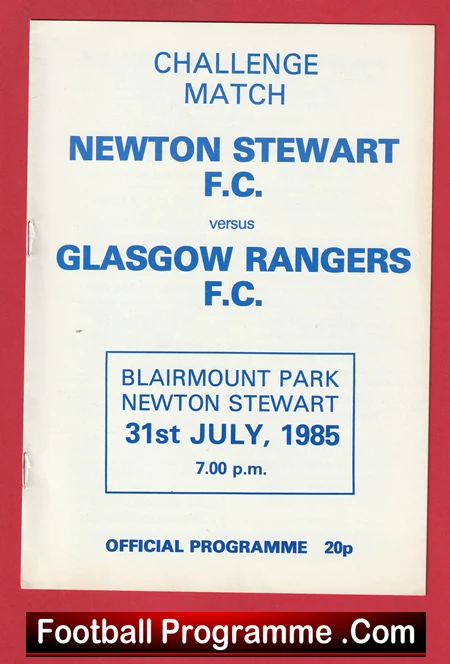 Newton Stewartv Glasgow Rangers 1985 - Blairmount Park Scotland - Image 2