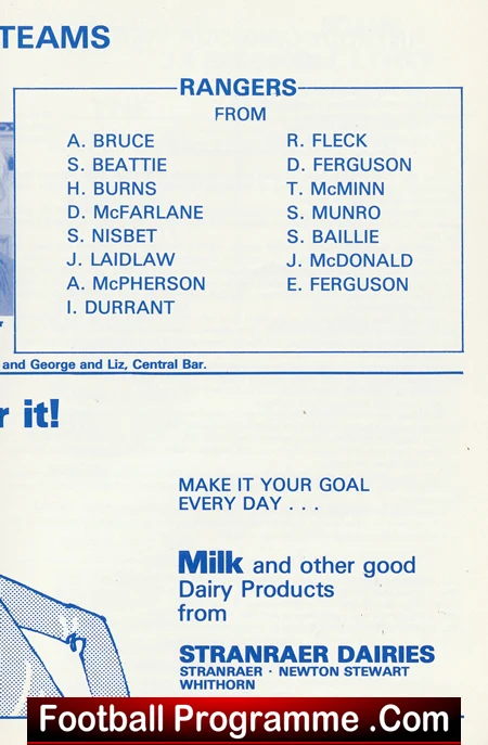 Newton Stewartv Glasgow Rangers 1985 - Blairmount Park Scotland - Image 4