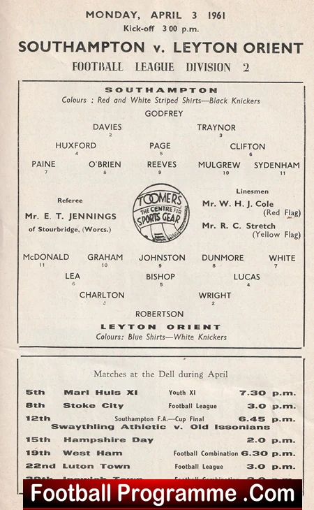 Southampton v Leyton Orient 1961 - 1960s - Image 3