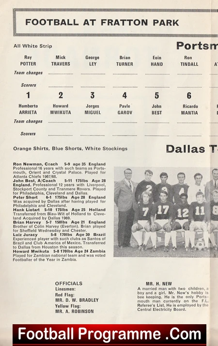 Portsmouth v Dallas Tornado 1969 - American USA Soccer Team - Image 3