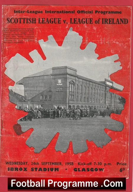 Scottish League v League Of Ireland 1958 - Glasgow Rangers Ibrox - Image 2
