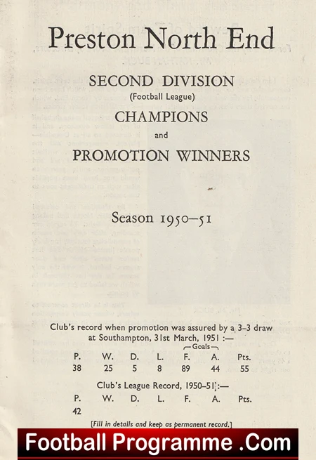 Preston North End Souvenir of Championship Season 1950 - 1951 - Image 3