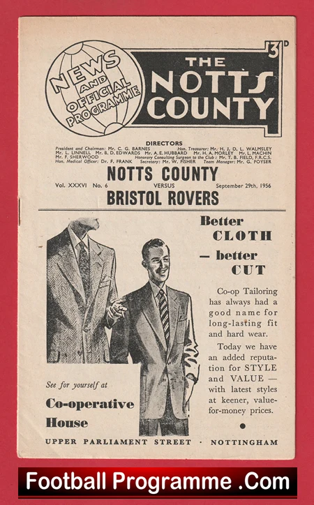 Notts County v Bristol Rovers 1956 - Multi Signed Autographed - Image 2