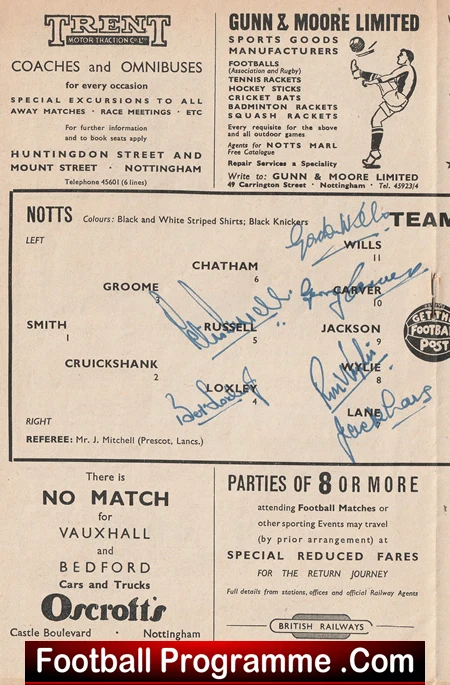 Notts County v Bristol Rovers 1956 - Multi Signed Autographed - Image 3