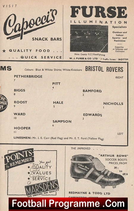 Notts County v Bristol Rovers 1956 - Multi Signed Autographed - Image 4