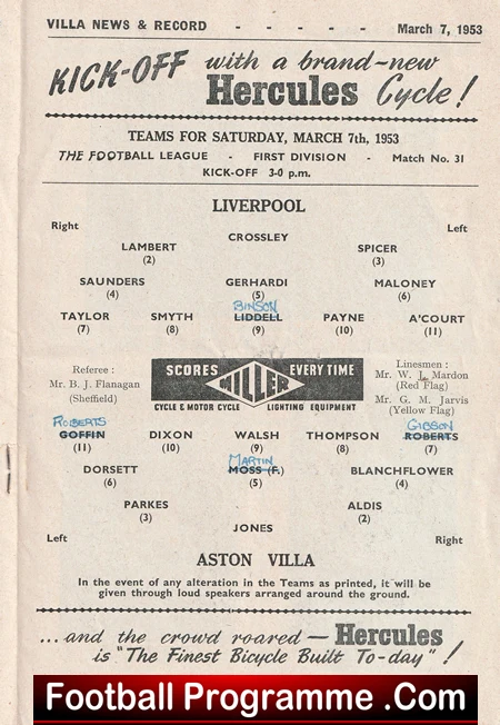 Aston Villa v Liverpool 1953 - 1950s - Image 3