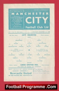  Manchester City v Sheffield United 1960 - Reserves Match Football Programme .COM Football Programmes Memorabilia