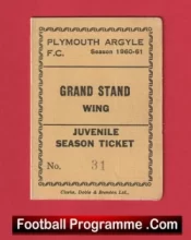 Plymouth Argyle Football Club Season Ticket Book 1960 – 1961