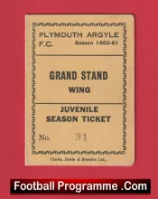 Plymouth Argyle Football Club Season Ticket Book 1960 – 1961
