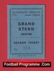 Plymouth Argyle Football Club Season Ticket Book 1953 – 1954