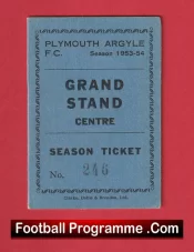 Plymouth Argyle Football Club Season Ticket Book 1953 – 1954