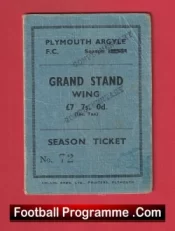 Plymouth Argyle Football Club Season Ticket Book 1953 – 1954 Possible