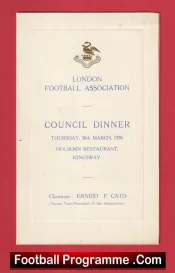 London Football Association Council Dinner Menu 1939 Holborn