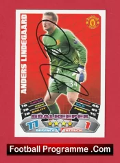 Manchester United Anders Lindegaard Autographed Signed Football Card Man Utd