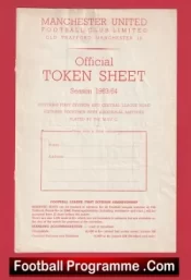 Manchester United Official Man Utd Token Sheet 1963 – 1964 + Tokens
