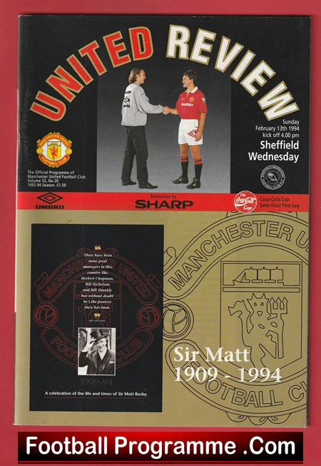 Manchester United v Sheffield Wednesday 1994 Matt Busby Tribute - Image 2