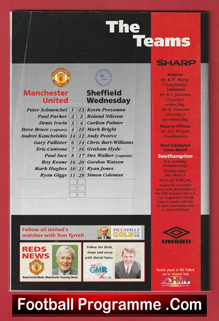 Manchester United v Sheffield Wednesday 1994 Matt Busby Tribute - Image 3