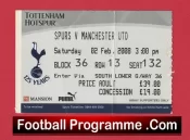 Tottenham Hotspur v Manchester United 2008 – Football Ticket