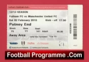 Fulham v Manchester United 2013 – Football Ticket