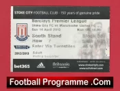 Stoke City v Manchester United 2013 – Match Ticket