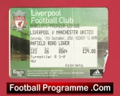 Liverpool v Manchester United 2008 – Match Ticket