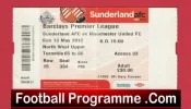 Sunderland v Manchester United 2012 – Match Ticket