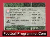 Stoke City v Manchester United 2011 – Match Ticket