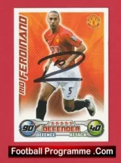 Manchester United Rio Ferdinand Autographed Signed Football Card Man Utd
