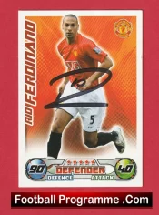 Manchester United Rio Ferdinand Autographed Signed Football Card Man Utd