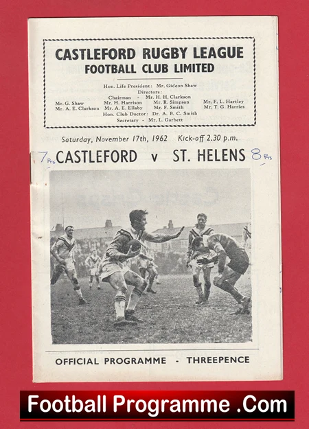 Castleford Rugby v St Helens 1962 - Rugby Programme - Image 2