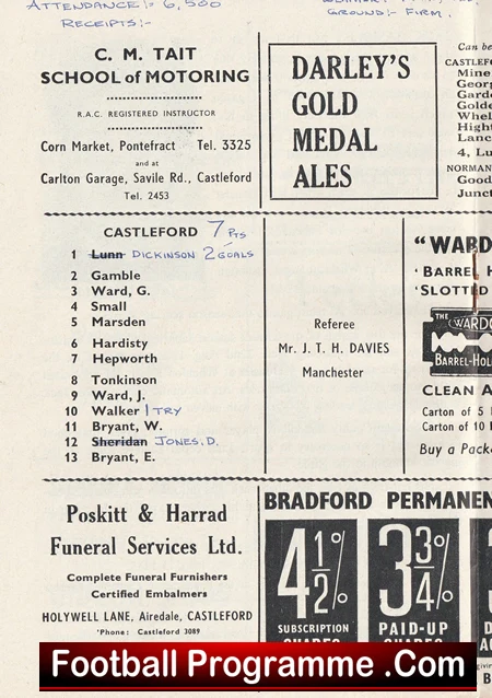 Castleford Rugby v St Helens 1962 - Rugby Programme - Image 4