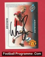 Manchester United Wes Brown Autographed Signed Football Card Man Utd