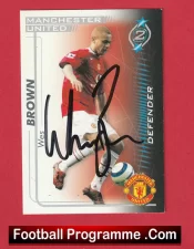 Manchester United Wes Brown Autographed Signed Football Card Man Utd