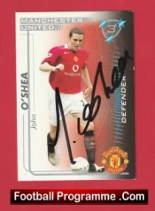 Manchester United John O Shea Autograph Signed Football Card Man Utd
